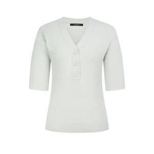 질스튜어트 뉴욕 여성 25SS 옐로우그린 단색 코튼혼방 반팔니트 WJSW5B773L1