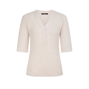 질스튜어트 뉴욕 여성 25SS 베이지 멜란지 코튼혼방 반팔니트 WJSW5B773I1