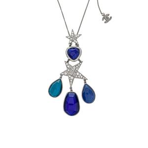 [엘러브] 샤넬 22C 스타 스톤 펜던트 네크리스 블루 크롬 6ET0362