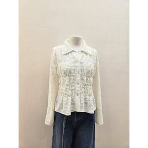 숲  (SC3LS31) 스모킹 카라 블라우스