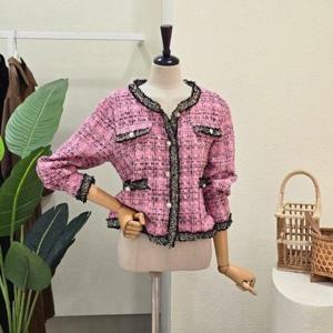 [포커스]FS6B9JK5300_라인 노카라 트위드 자켓