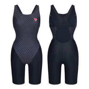 [레노마수영복]여성 실내  하트 X백라인  3부 반신수영복 블랙 -RN-LS2G868-BK