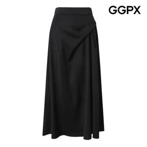 [지지피엑스]백 밴딩 드레이프 러플 롱 스커트 GQ1SK004B