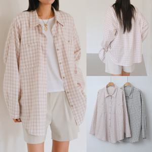 나야홍 / 위쉬몰 LY 밀키체크빅포켓남방(X093H601) 빅사이즈