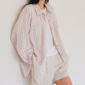 나야홍 / 아이우먼 더스티체크포켓남방 LYX093M601 빅사이즈