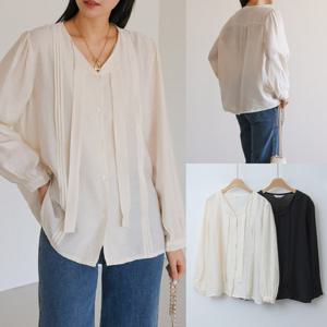 나야홍 / 위쉬몰 LY 타이세로핀턱블라우스(X092H601) 빅사이즈