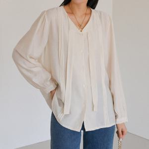 나야홍 / 빅사이즈 601 겹핀턱끈타이블라우스 DLYX092