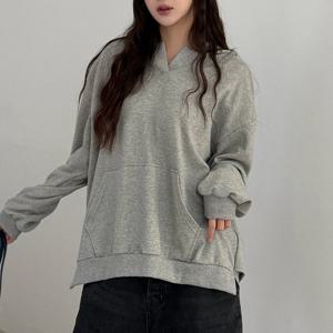 나야홍 / 빅사이즈 601 단가라셔츠배색후드티 DGOX103