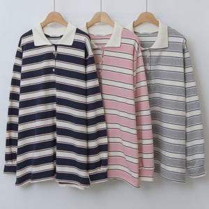 나야홍 / 빅사이즈티 X101L601 빈티지배색럭비티셔츠 LY