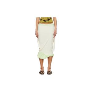 25 FW 오토링거 여성 그린   오프 화이트 트위스트 펜슬 미디 스커트 261016F092002