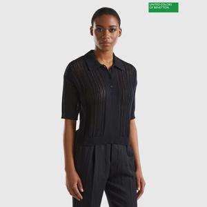 베네통 펀칭 카라 니트 티셔츠 4S_1394D300V