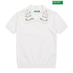 베네통 비딩 장식 티셔츠 4S_11HED300Q