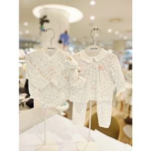 [압소바 의류] 꽃토끼 뱀부 배냇슈트 아기내의 딸랑이세트  26년봄신상 (A1A103093)