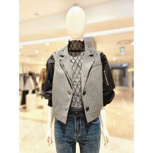 [르니앤맥코이]소매셔링 카라넥 스트라이프 자켓 MN03JK400HJY