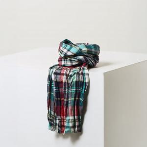 [헤지스] 남성 체크 린넨 머플러 HZMU6E101B3