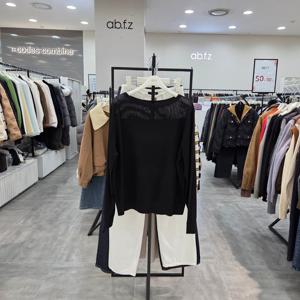 [ab.f.z]AFA1NW36/입슬 넥 시스루 루즈한 니트 티셔츠-IC