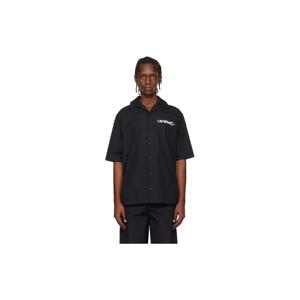 25 FW 오프화이트 남성 블랙 스크리블 애로우 포플린 볼링 셔츠 252607M192002