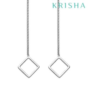 [크리샤]도형 사각 롱 실버 귀걸이_KSE0176