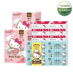 큐티세트 (키티 3겹60롤+팝업티슈6개+키친타올6롤)화장지 세트