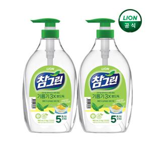 참그린 레몬 녹차 기름기뽀드득 1kg 펌프 용기 x 2개