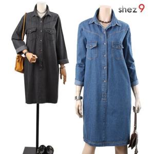 [쉬즈넘버나인]삐삐 데님 카라 원피스