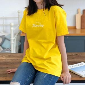 [험블] 주문제작 데일리 레터링 오버핏 여성 노란색 반팔티