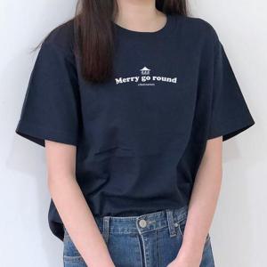 [험블] 어라운드 레터링 루즈핏 여성 네이비 반팔티