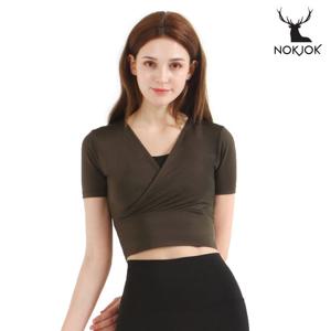 녹족 요가복 필라테스복 헤이즈 크롭티 딥카키