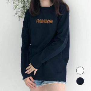 [험블] 입체 레인보우 레터링 여성 코튼 긴팔 티셔츠