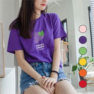 [험블] 스윗후르츠 프린팅 여름 라운드넥 코튼 반팔티