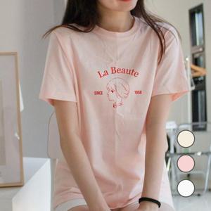 [험블] 감성 일러스트 라뷰티 라운드넥 여성여름반팔티