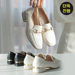 바닐라슈 포드린 메탈장식 골드프레임 탄력창 로퍼슈즈(3cm)