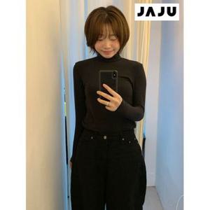 [자주]블랙 여 JAJU HEAT 터틀넥 긴팔 티셔츠 J422402004