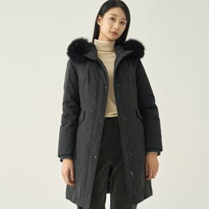 [지센] (2컬러) 폭스후드 벨티드 구스다운 슬림 점퍼 LSDWNB71