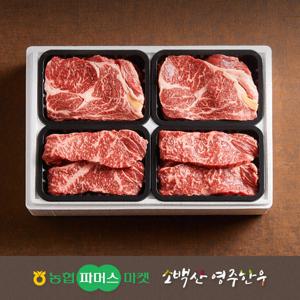 [냉장/1++][농협영주한우]정성드림 실속 구이세트4호 (등심x2/채끝x2) / 1.2kg