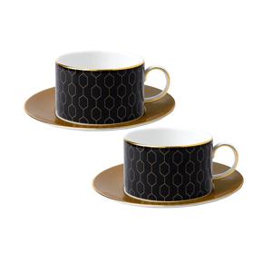 [웨지우드]지오 골드 커피잔 2인조 (허니콤보)