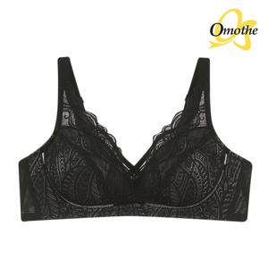 오모떼 프리미엄 수피마 코튼 풀커버 레이스 브라 1종/블랙