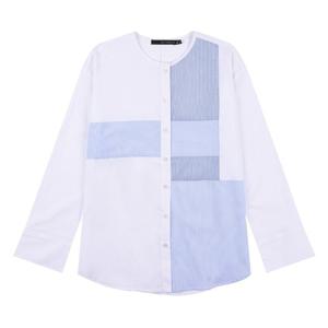 [카이아크만] 스트라이프 변형 블라우스 (KPASH638W0_WH)