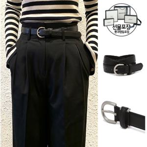 [헤지스]실버 버클 블랙소가죽벨트HJBE4E407BK