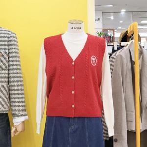 르피타 DP01 공주리본 버튼 니트 조끼 L244UVTA06