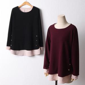 빅사이즈 411 로망스프릴긴팔티셔츠 DOLF740