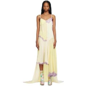 25 FW 스포트막스 여성 옐로우   베이지 도날드 맥시 드레스 231301F055006