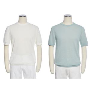 [레노마캐주얼]S/S (한정수량) 화이트 시스루 쿨링 라운드넥 반팔니트 2종택1 RQFPKT51A_NW_2