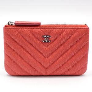 (명품) 미사용샤넬 A82365 코랄 캐비어 쉐브론 은