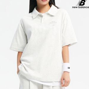 뉴발란스 NBNFD31313-LG 에센셜 싱글메쉬 카라 반팔 티셔츠 오버핏 남녀공용 반팔티