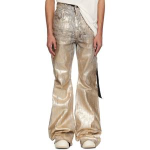 25 FW 릭오웬스 남성 골드톤 할리우드 볼란 부츠컷 데님 진 251126M186007