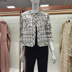 수스 HC04 체크 라운드 트위드 자켓 S251BJK205