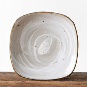 이천도자기 미색꽃 사각부페 접시 1호 14.8cm