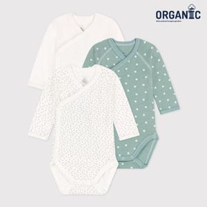 [쁘띠바또]쁘띠바또 베이비 오가닉 쁘띠스타 롱슬리브 랩바디수트 우주복 3PACK (NTF43NB39F_TQ)