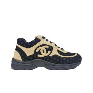 샤넬 스니커즈 프린티드 카프스킨   블랙 베이지 G39230-X56689-K4720